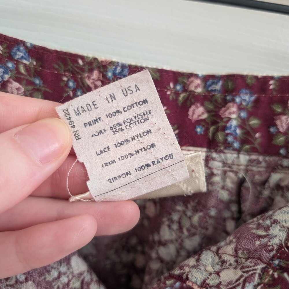 Vintage Gunne Sax Prairie Skirt in Burgundy Floral XXS - Picture 5 of 6